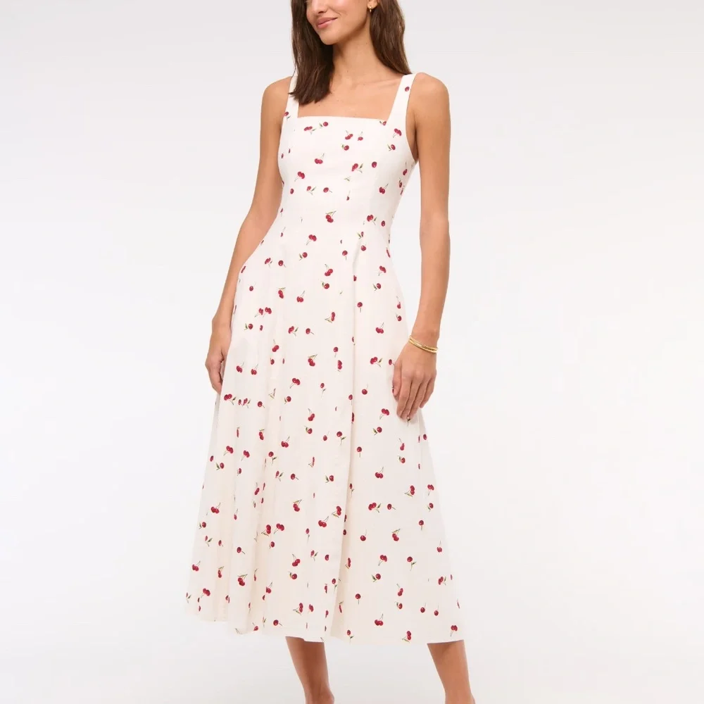 NWT Abercrombie Mila Stretch Midi Dress Size Large - Picture 2 of 13